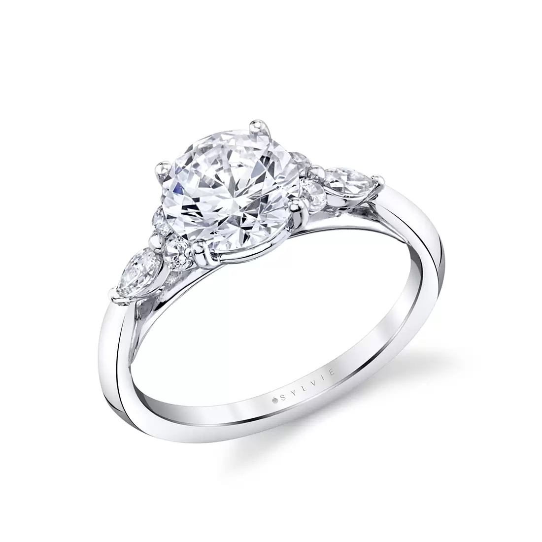 white gold multi side stone engagement ring linnea