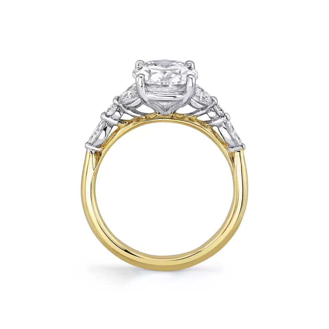 two tone nine stone engagement ring