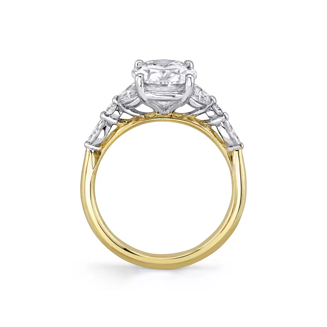 White Gold Oval Cut Two Tone Multi Stone Engagement Ring - Selina