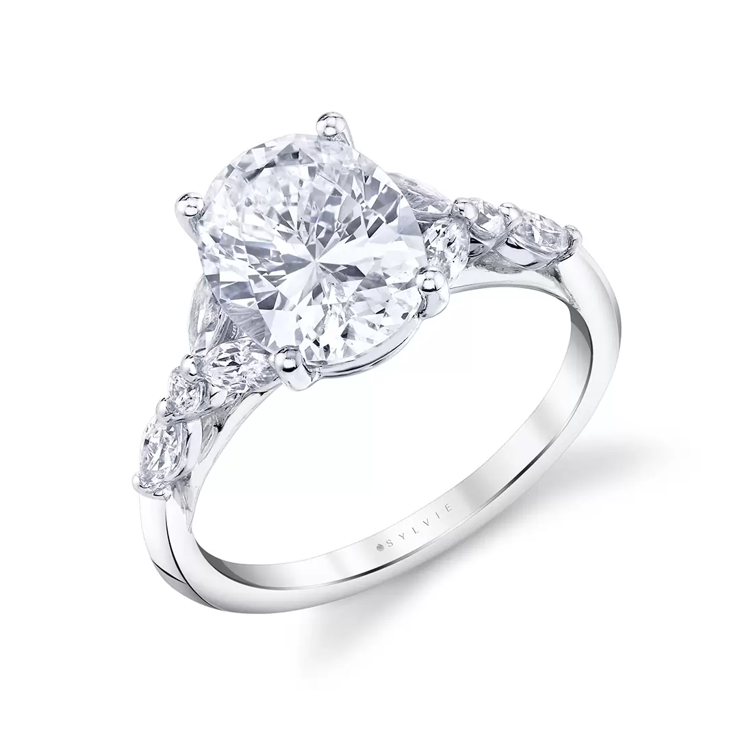 two tone nine stone engagement ring