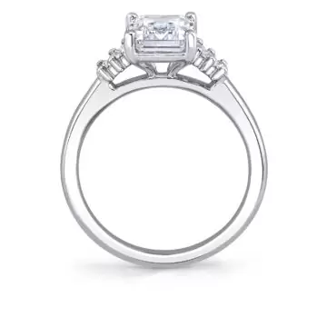 White Gold Emerald Cut Seven Stone Engagement Ring - Willa