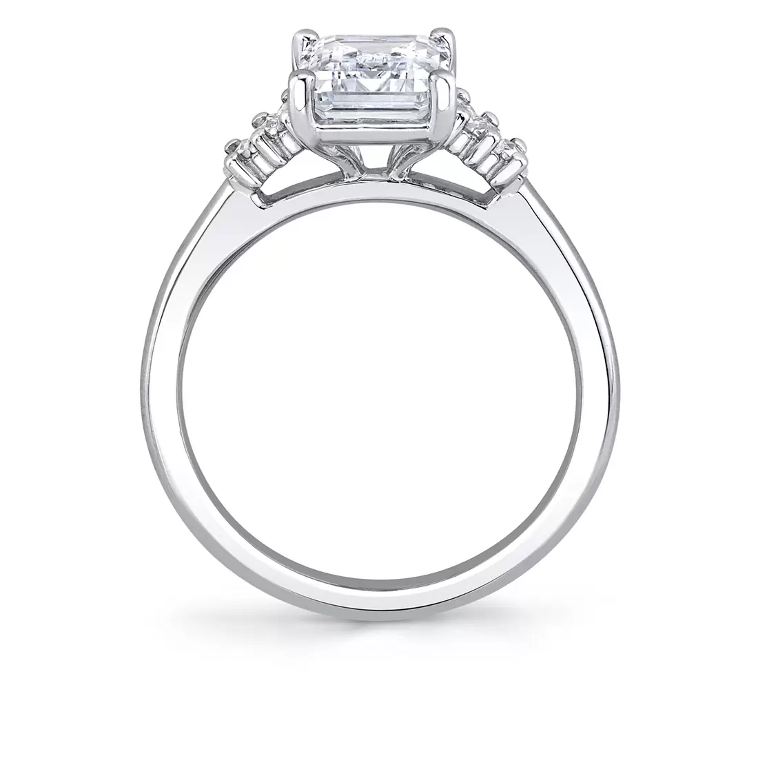 White Gold Emerald Cut Seven Stone Engagement Ring - Willa