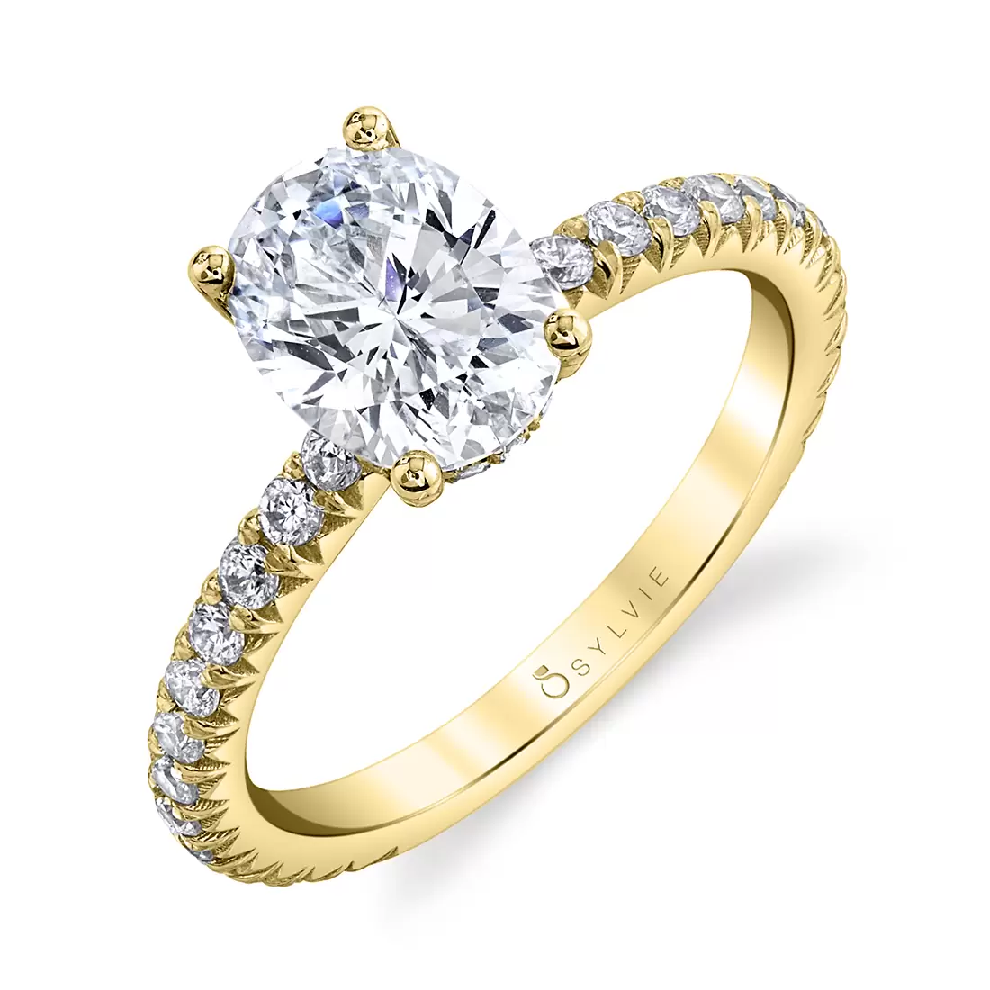 yellow gold classic hidden halo engagement ring