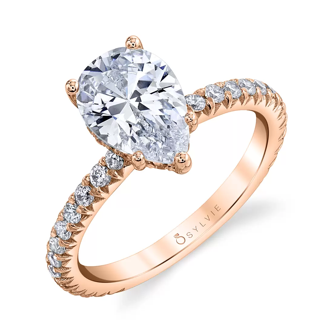 rose gold classic hidden halo engagement ring