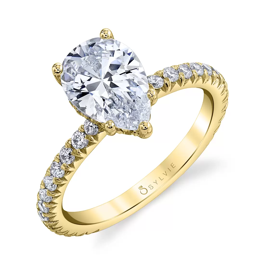 yellow gold classic hidden halo engagement ring