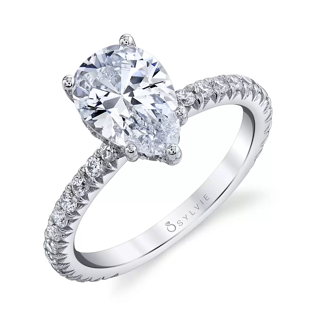 white gold classic hidden halo engagement ring