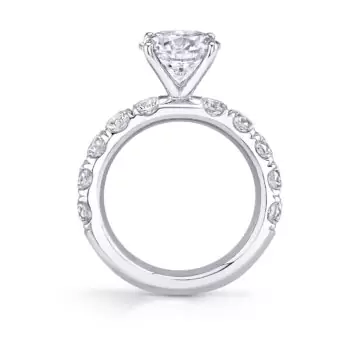 White Gold Round Cut Classic Engagement Ring - Octavie