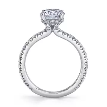 White Gold Pear Cut Classic Hidden Halo Engagement Ring - Perri