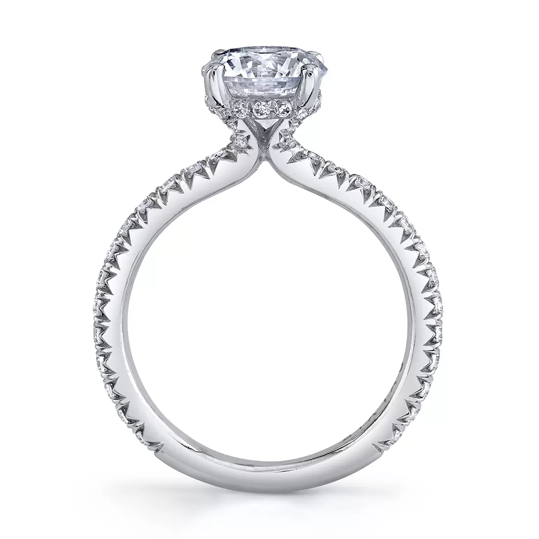 White Gold Pear Cut Classic Hidden Halo Engagement Ring - Perri