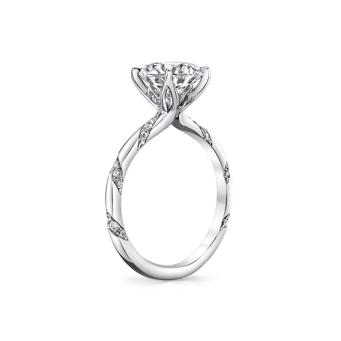 White Gold Tulira Twist Diamond Engagement Ring - Hazel