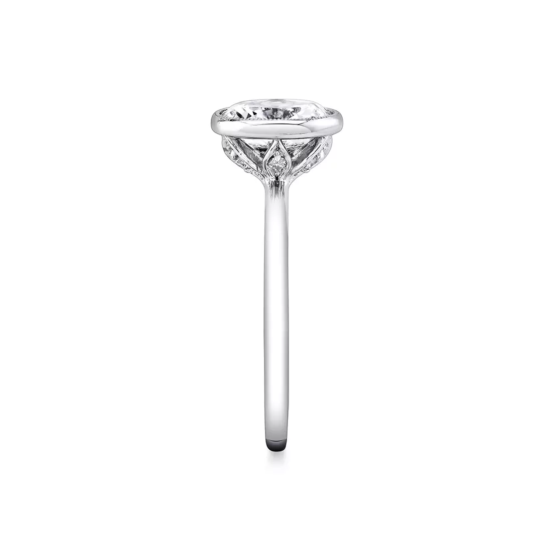 White Gold Tulira Bezel Set Solitaire Engagement Ring - Iris