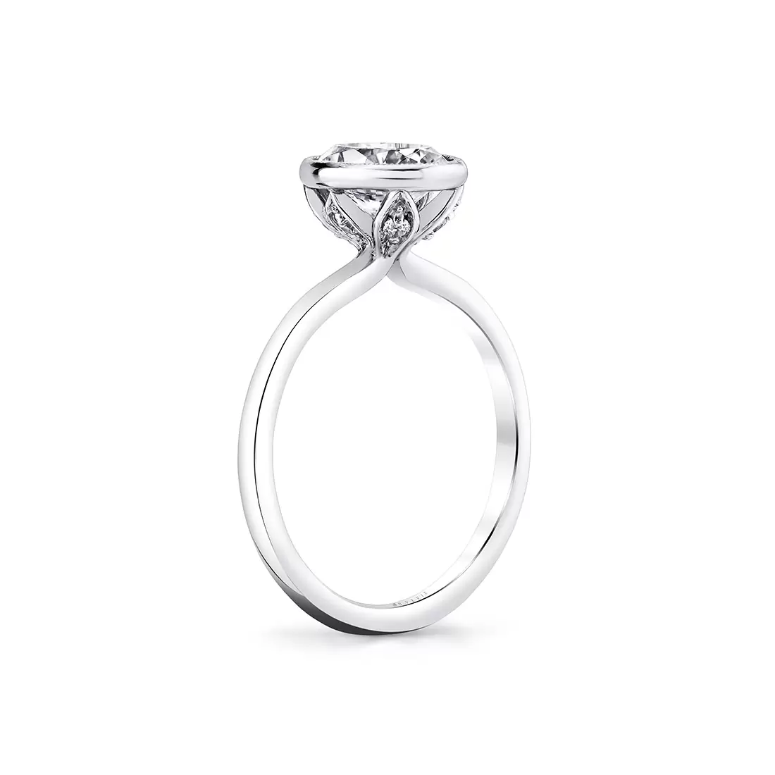 White Gold Tulira Bezel Set Solitaire Engagement Ring - Iris