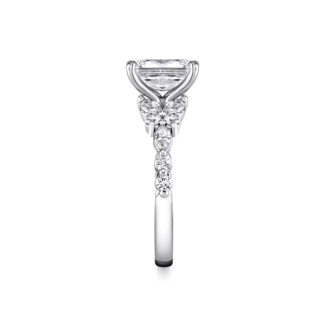 White Gold Tulira Diamond Butterfly Engagement Ring - Lilac