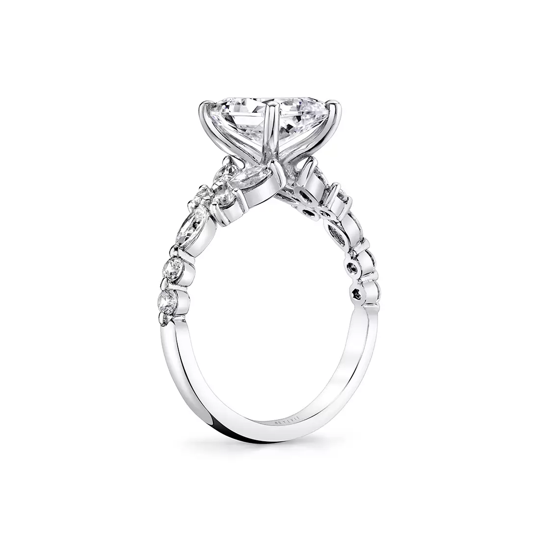 White Gold Tulira Diamond Butterfly Engagement Ring - Lilac