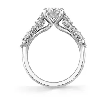 White Gold Tulira Flared Marquise Floral Inspired Engagement Ring - Camellia