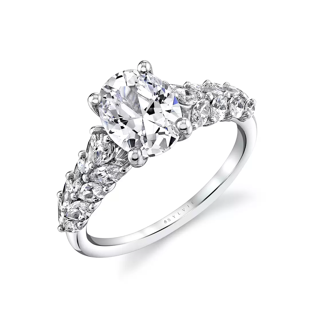 flared marquise floral inspired engagement ring