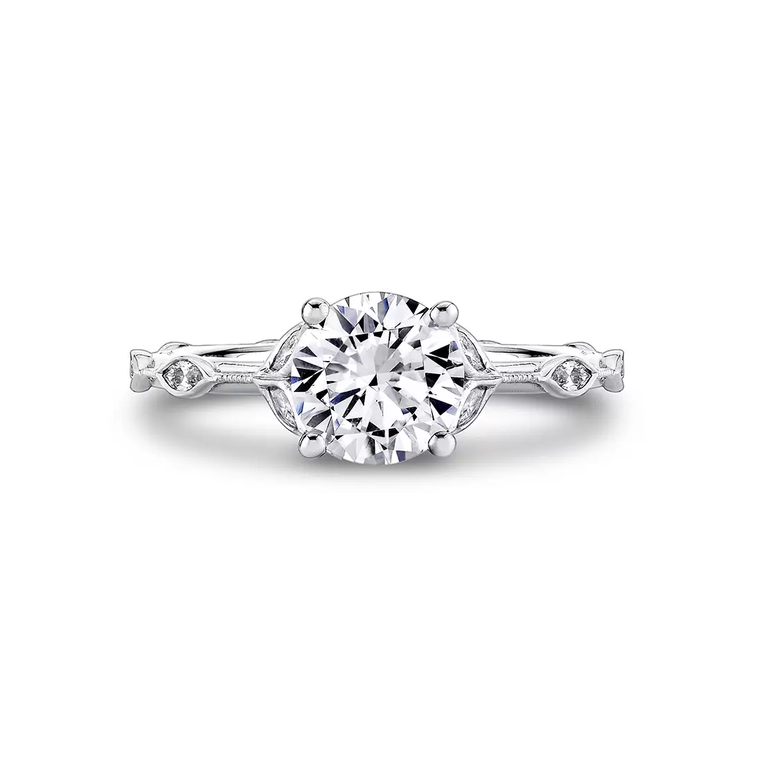 diamond petal and leaf engagement ring
