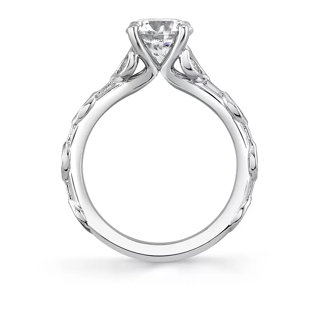diamond petal and leaf engagement ring