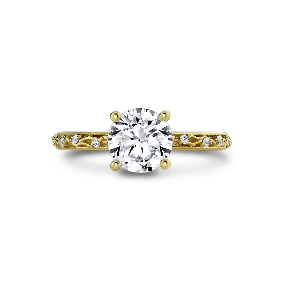 Yellow Gold Tulira Flower and Vine Engagement Ring - Fauna