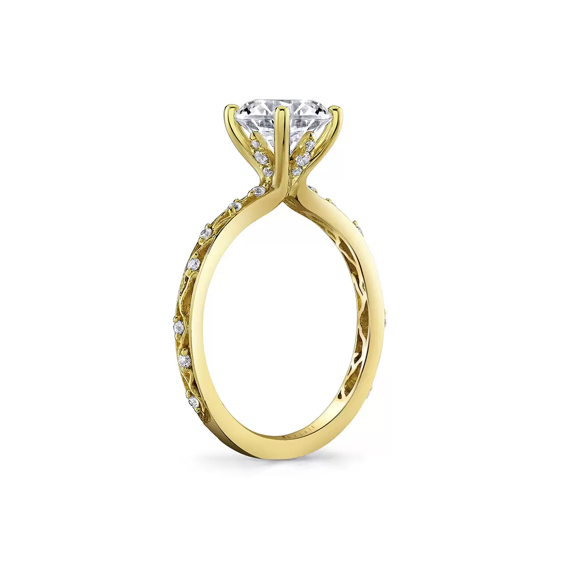 Yellow Gold Tulira Flower and Vine Engagement Ring - Fauna