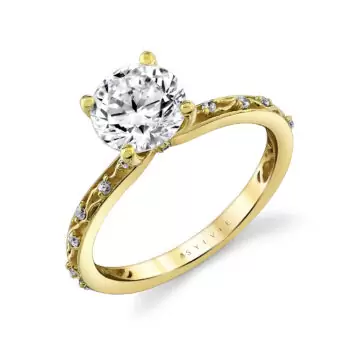 Yellow Gold Tulira Flower and Vine Engagement Ring - Fauna