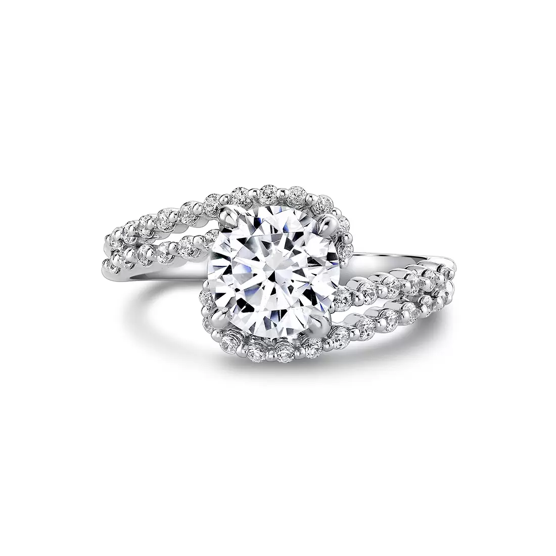 White Gold Tulira Double Crossover Engagement Ring - River