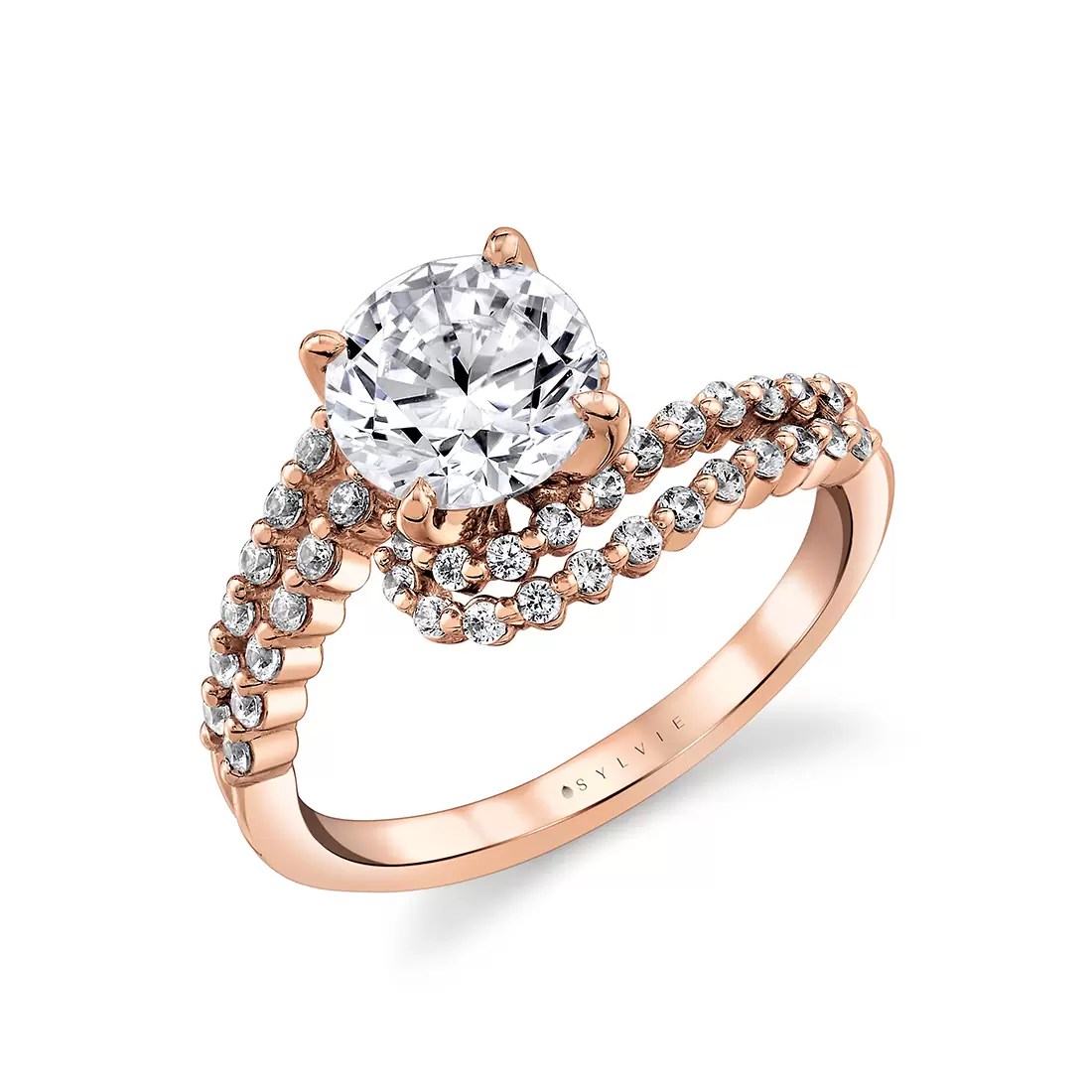 White Gold Tulira Double Crossover Engagement Ring - River