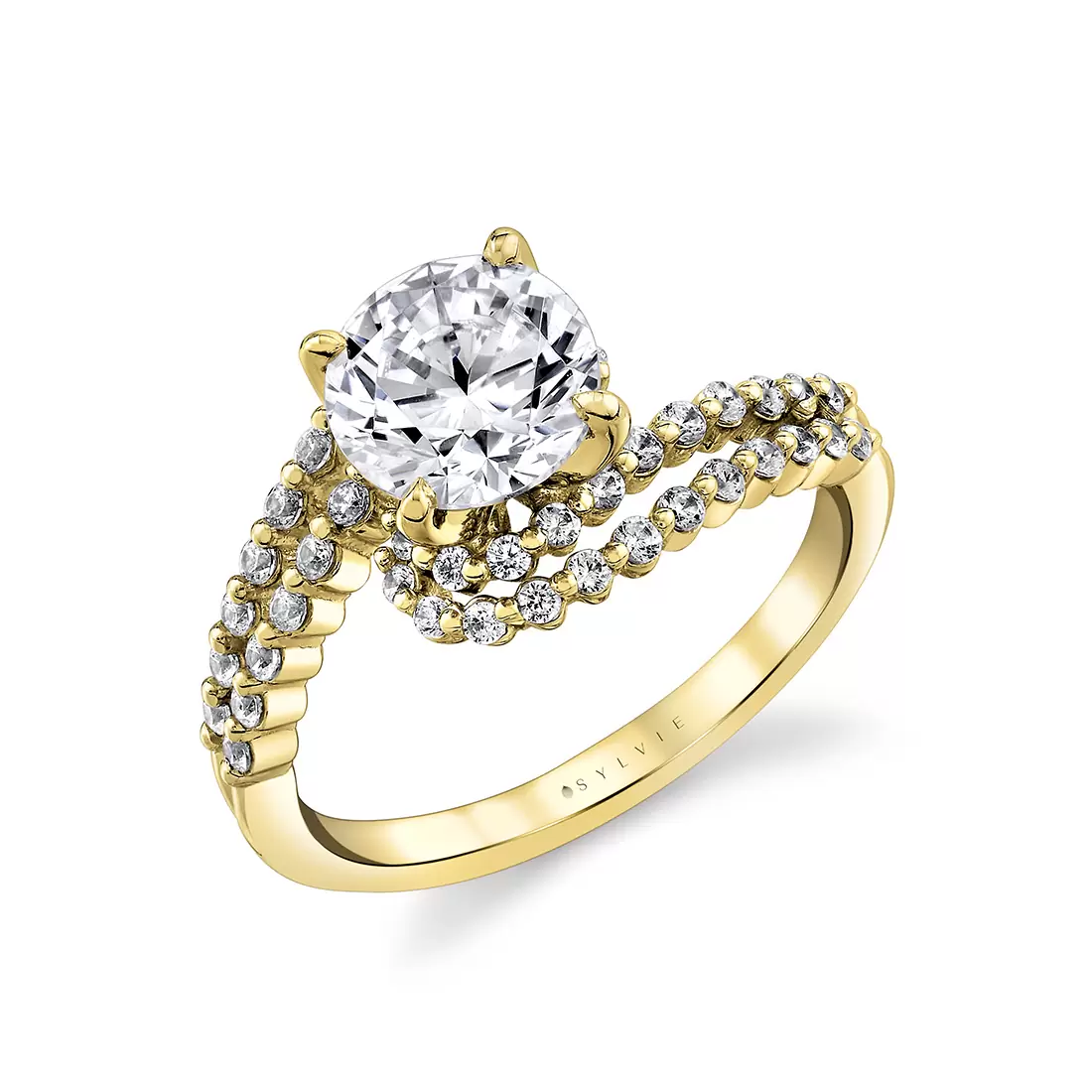 White Gold Tulira Double Crossover Engagement Ring - River