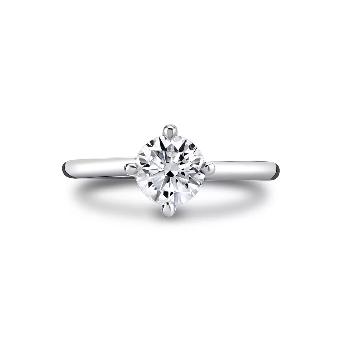 White Gold Tulira Compass Set Solitaire Vine Prong Engagement Ring - Wren