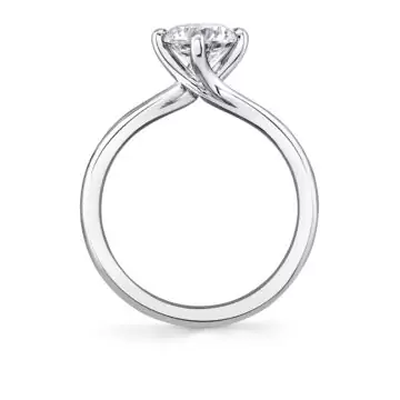 White Gold Tulira Compass Set Solitaire Vine Prong Engagement Ring - Wren