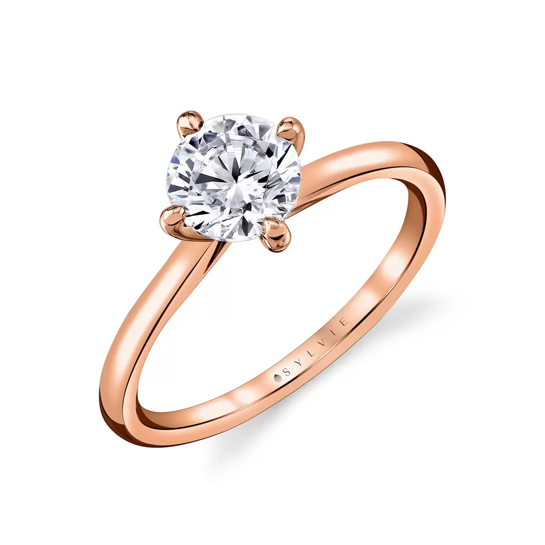 White Gold Tulira Compass Set Solitaire Vine Prong Engagement Ring - Wren