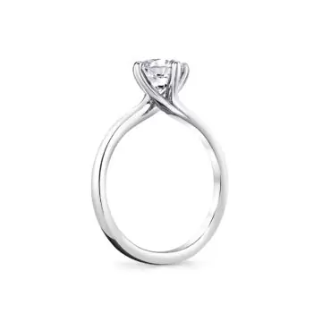 White Gold Tulira Compass Set Solitaire Vine Prong Engagement Ring - Wren