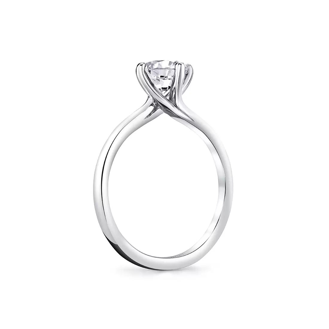 White Gold Tulira Compass Set Solitaire Vine Prong Engagement Ring - Wren