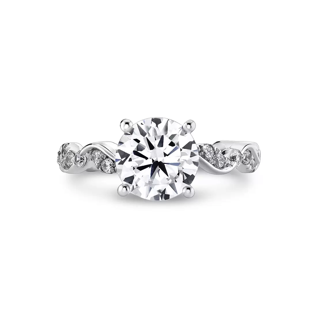 White Gold Tulira Leaf Inspired Engagement Ring - Zinnia