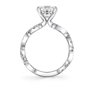 White Gold Tulira Leaf Inspired Engagement Ring - Zinnia