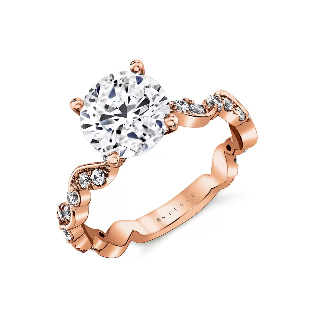 White Gold Tulira Leaf Inspired Engagement Ring - Zinnia