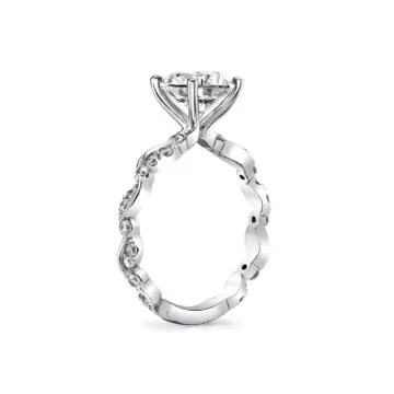 White Gold Tulira Leaf Inspired Engagement Ring - Zinnia