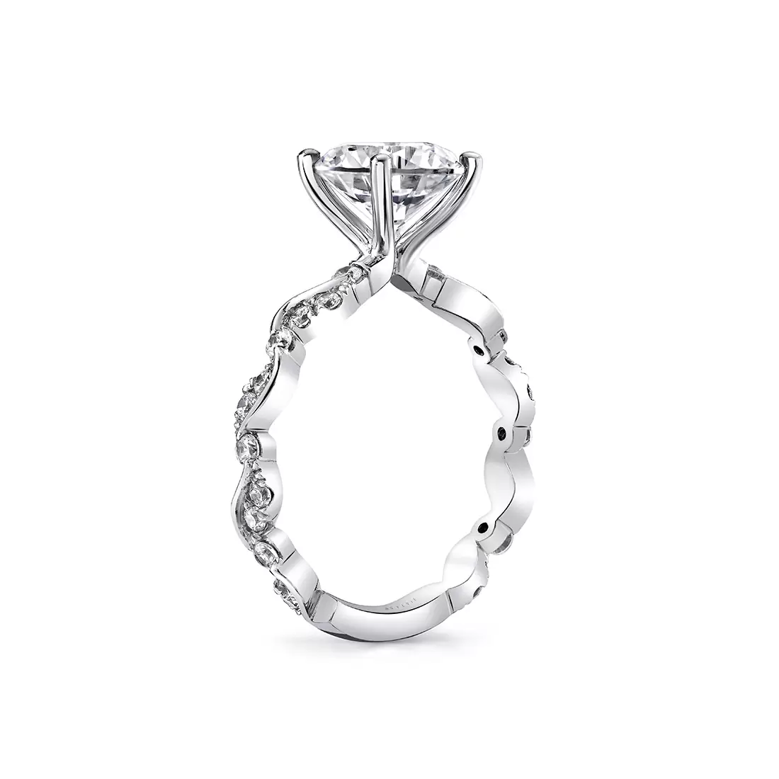 White Gold Tulira Leaf Inspired Engagement Ring - Zinnia