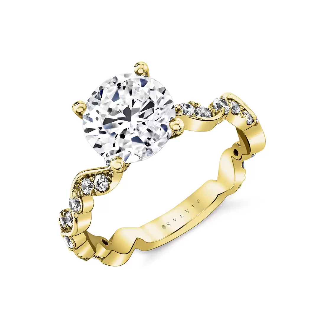 White Gold Tulira Leaf Inspired Engagement Ring - Zinnia