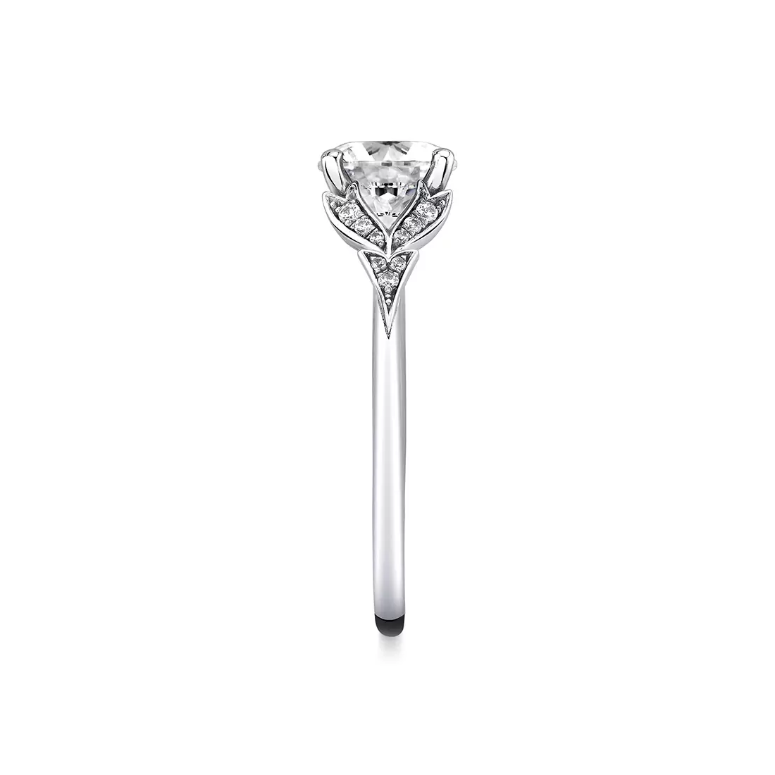 White Gold Tulira Leaf Inspired Engagement Ring - Sage