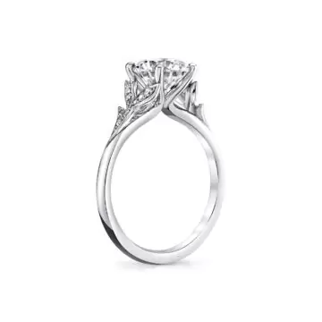 White Gold Tulira Leaf Inspired Engagement Ring - Sage