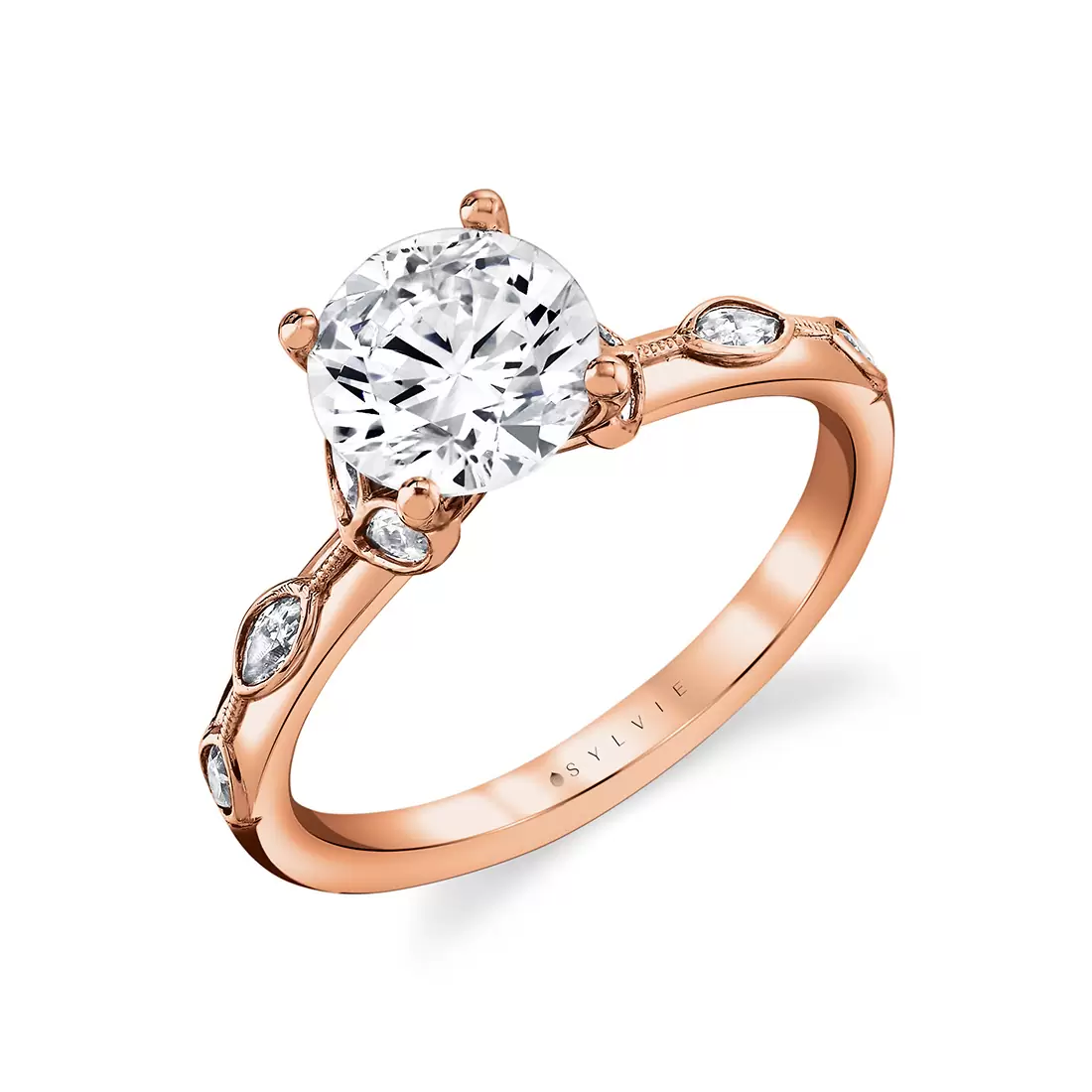 White Gold Tulira Bezel Petal and Leaf Engagement Ring - Opal