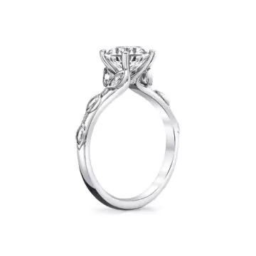 White Gold Tulira Bezel Petal and Leaf Engagement Ring - Opal