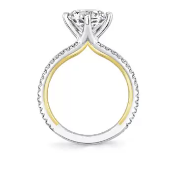 Yellow Gold Iconelle Compass Set Two Tone Engagement Ring - Sloane