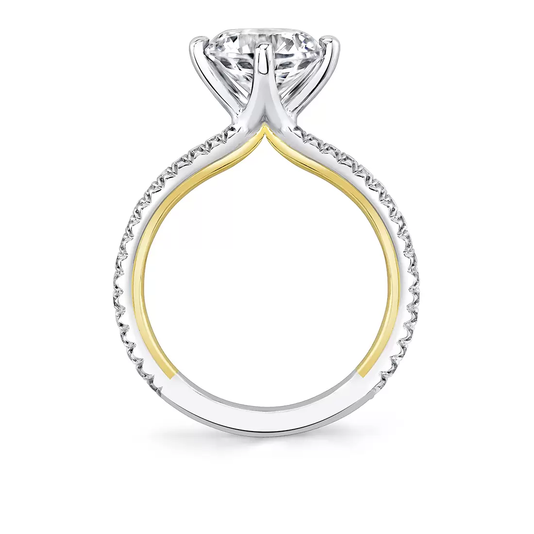 Yellow Gold Iconelle Compass Set Two Tone Engagement Ring - Sloane