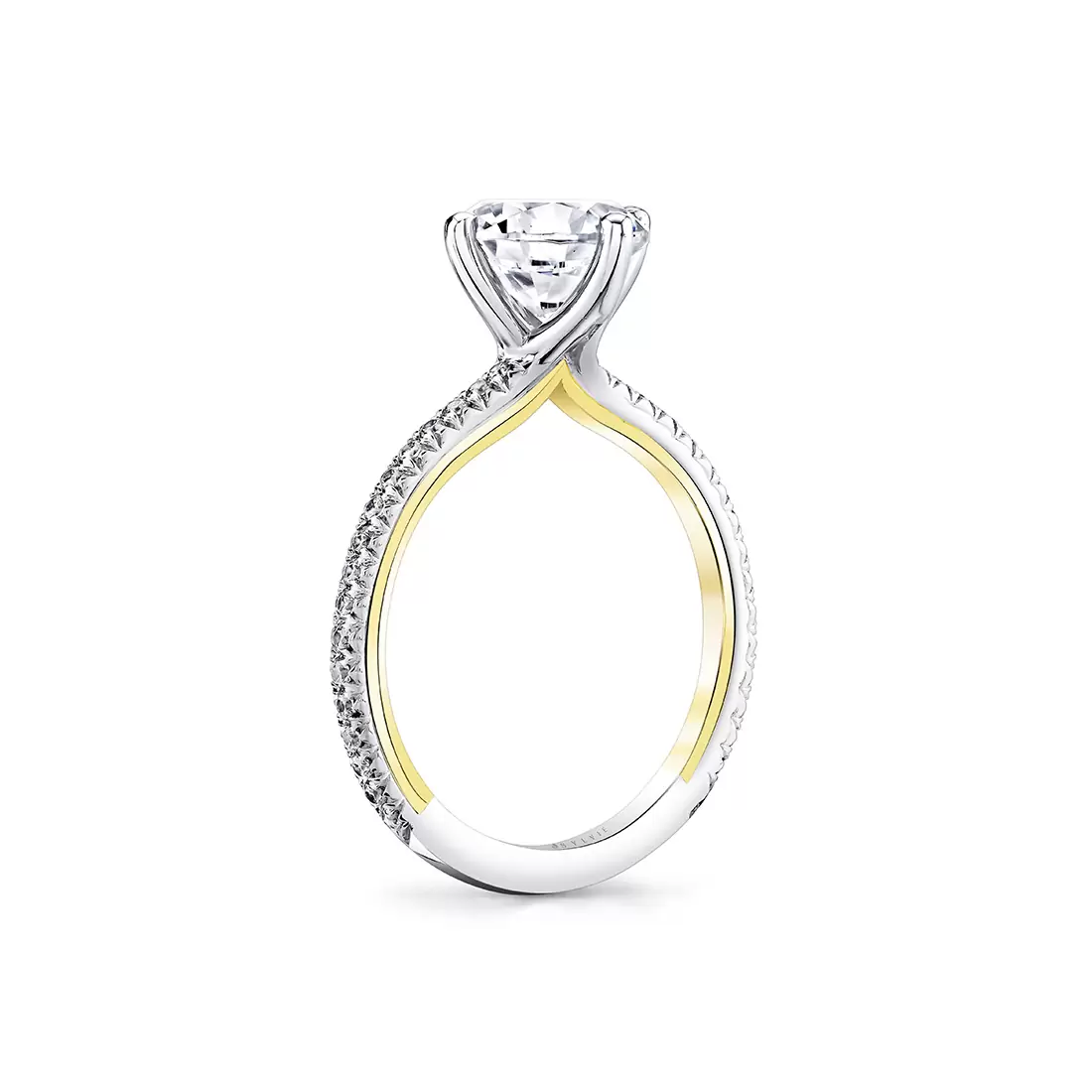 Yellow Gold Iconelle Compass Set Two Tone Engagement Ring - Sloane