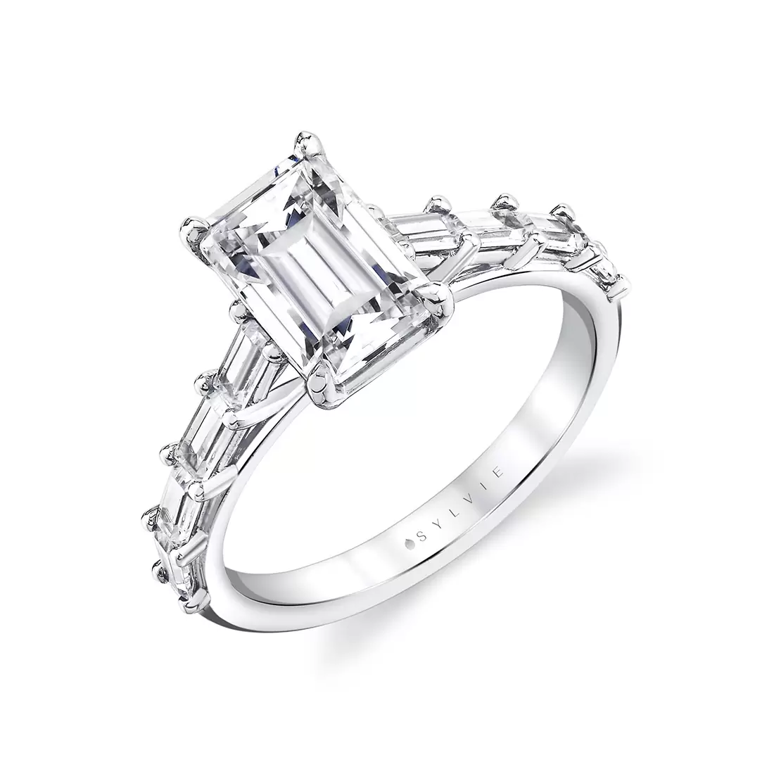 iconelle graduated baguette engagement ring