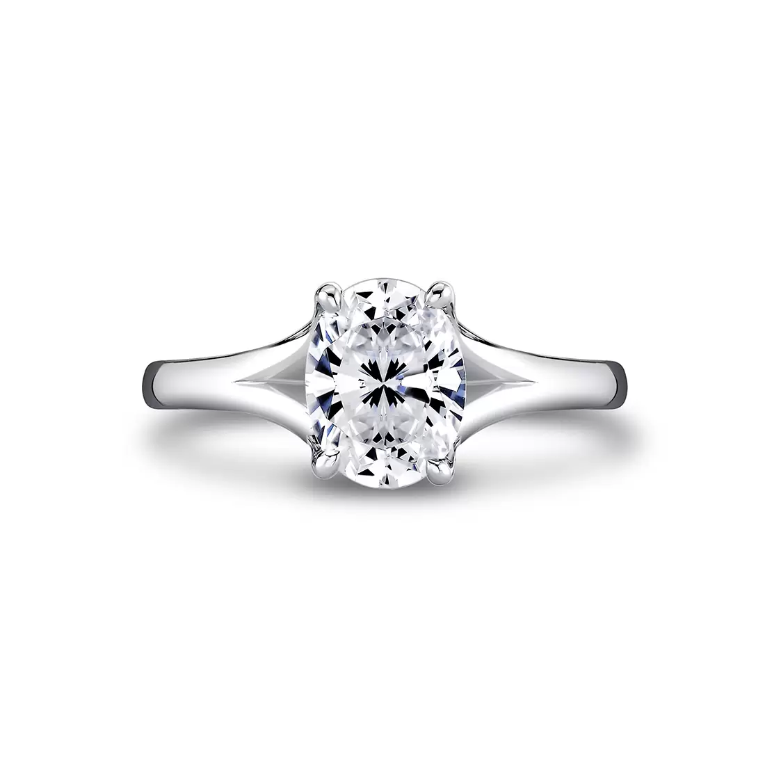 White Gold Iconelle Solitaire Shell Taper Engagement Ring - Vera