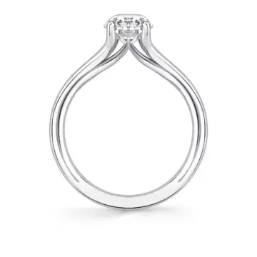 White Gold Iconelle Solitaire Shell Taper Engagement Ring - Vera