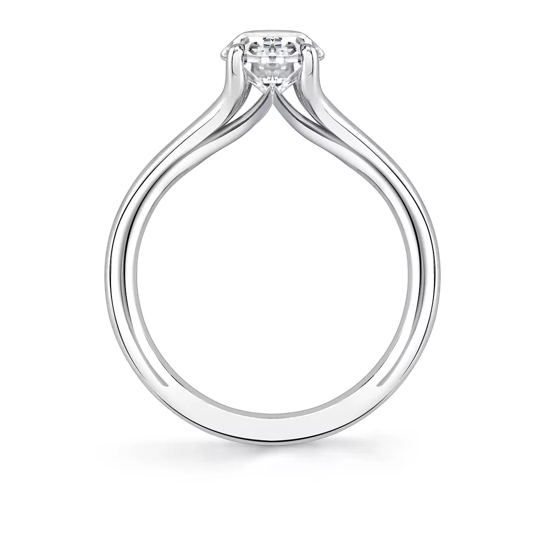 White Gold Iconelle Solitaire Shell Taper Engagement Ring - Vera